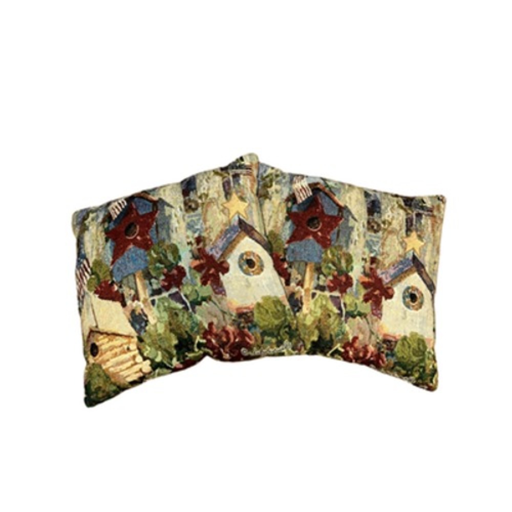 Woodworkers & Weavers Tapestry Pillow Set Rustic Primitive Birdhouse 16x16